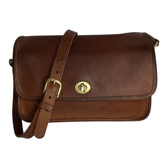 Coach Handbags - Vintage Coach Compartment Bag Brown Leather Crossbody Purse w/ Turnlock Closure
